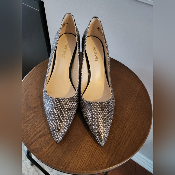 Nine West Heels, Size 6.5, "Reptile" Brown/Cream - MARGOT - Picture 2 of 5